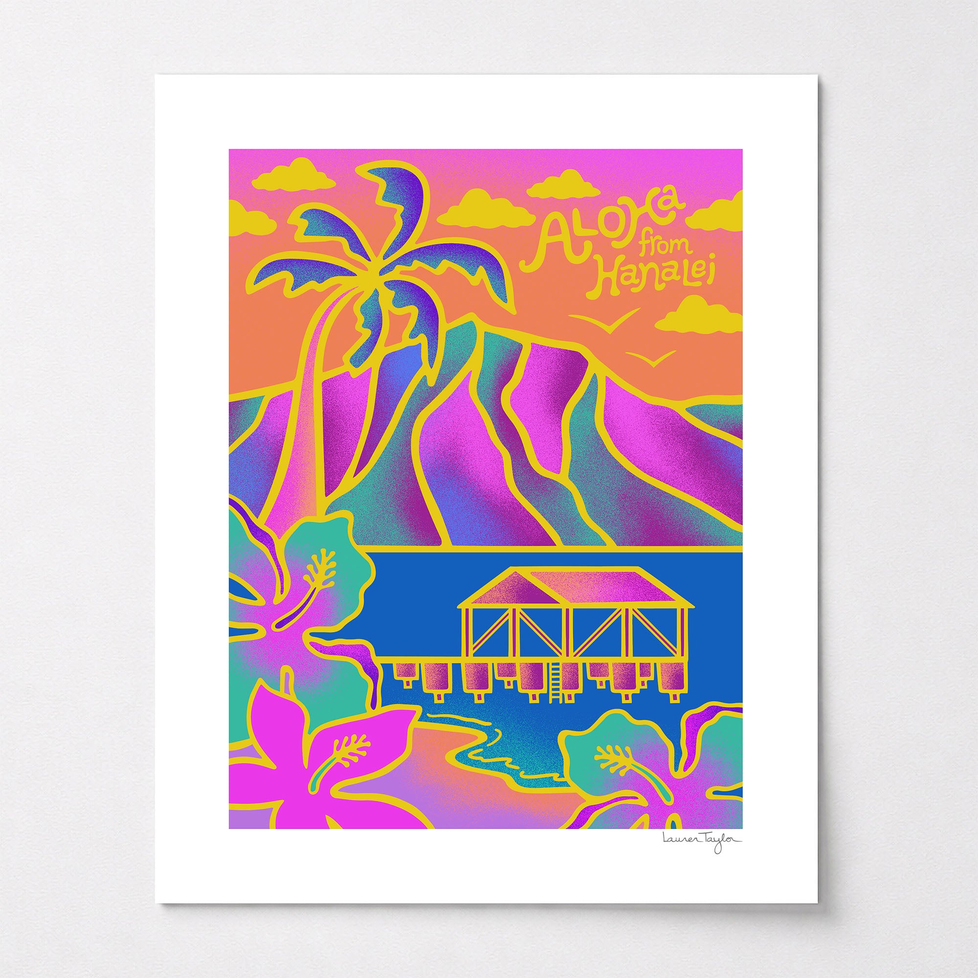 ALOHA FROM HANALEI RETRO ART PRINT - 8