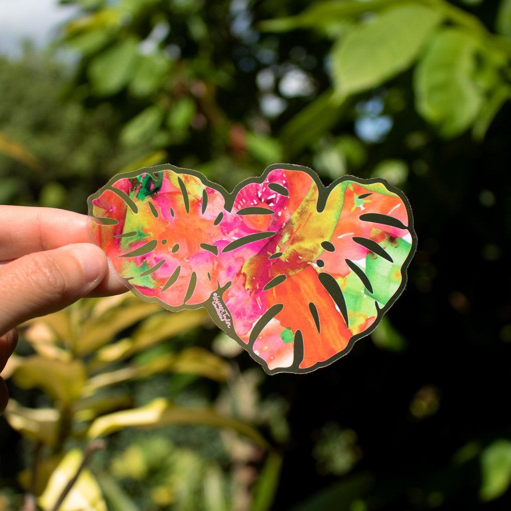 MONSTERA CLEAR STICKER - SMALL  Lauren Taylor Creations