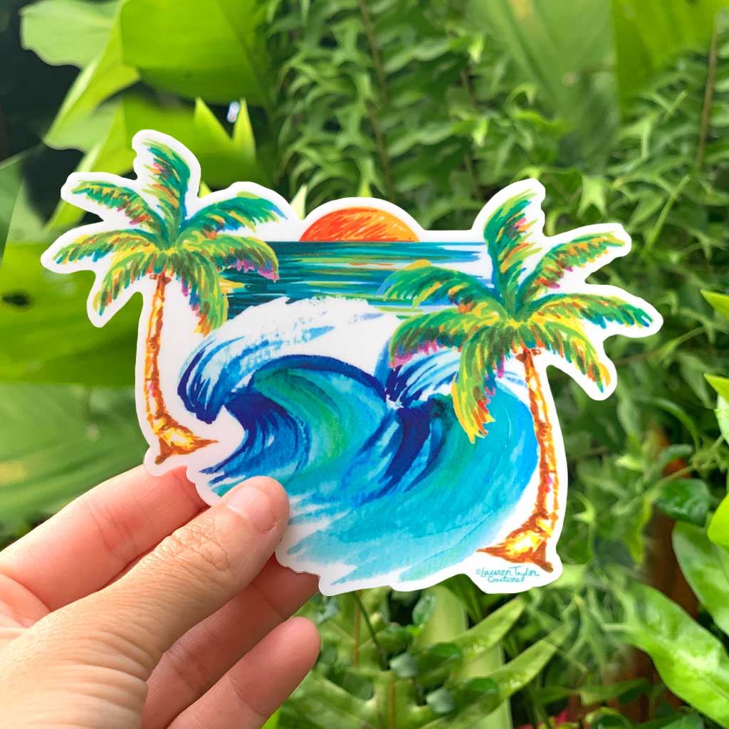 Large Surf Sticker SUNSET SURF STICKER - LARGE – Lauren Taylor Creations